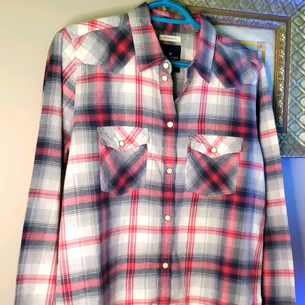 Shirt Long Sleeved American Eagle Boyfriend Fit